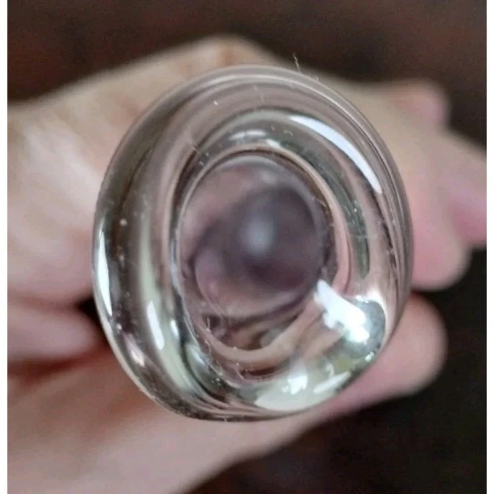 Vintage Clear & Cranberry Glass Bud Vase Thumbprint 9.5 